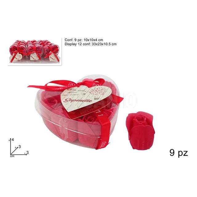 Scatola cuore pvc box con 9 rose saponete - Principale