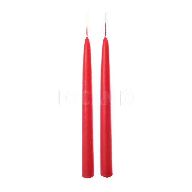 Coppia candele a stelo lucide rosse in cera d.2.2xh.20 cm - Principale