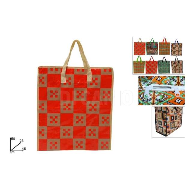Borsa spesa in plastica con cerniera cm.45x50x23 fantasia - Principale