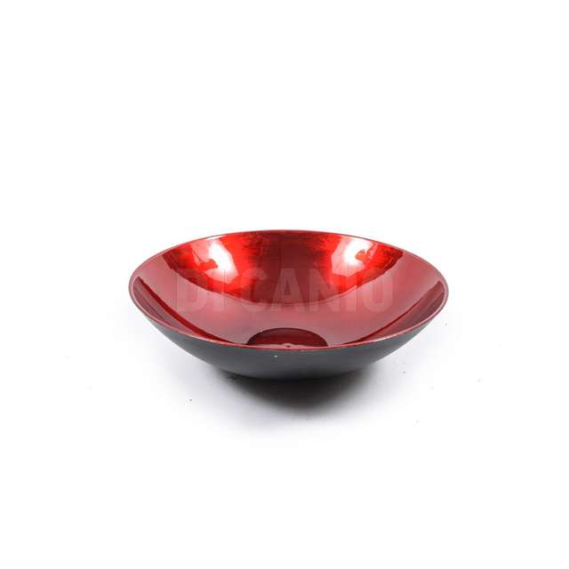 Centrotavola foglia oro rosso in plastica diam.28xh.8 cm - Principale