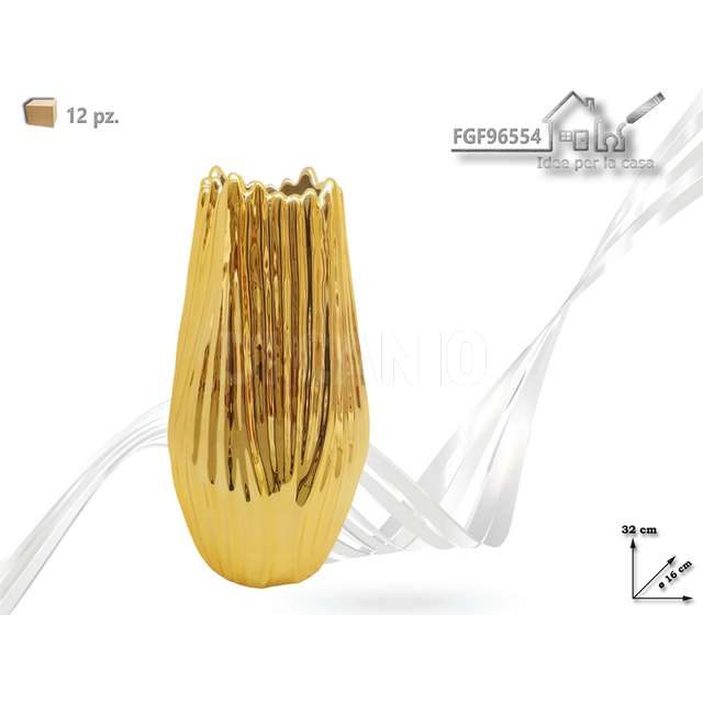 Vaso ceramica col. oro 16x16x32 - Principale