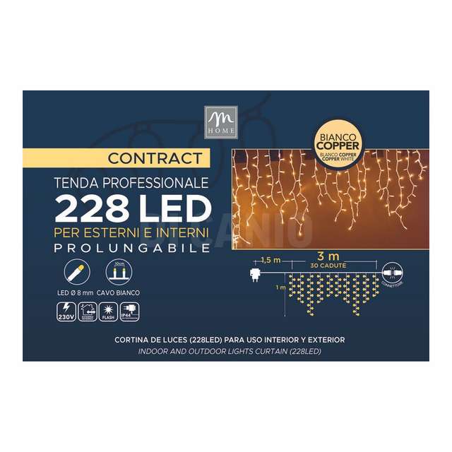 Tenda contract 228 led copper con flash bianco, filo bianco da esterno prolung - Principale