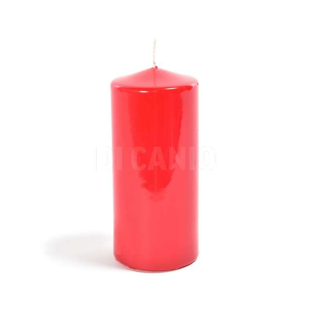 Candela pillar lucida rossa in cera d.6xh.12 cm - Principale