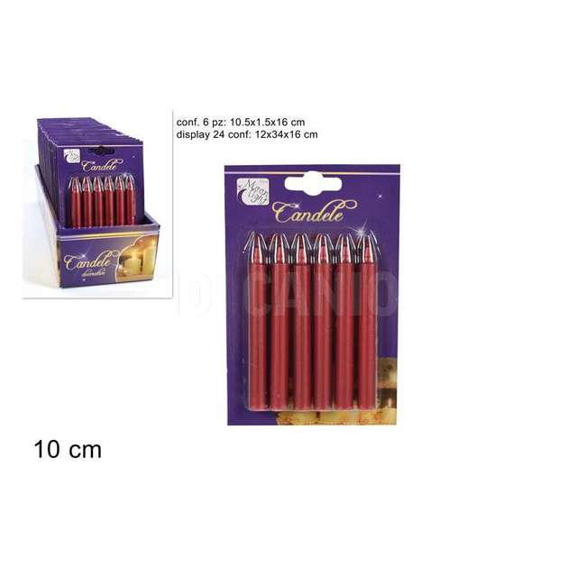 Minicandele 6pz metallizzate in blisterrosso - Principale