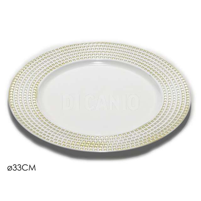 Sottopiatto 33cm con borchie bianco con oro - Principale