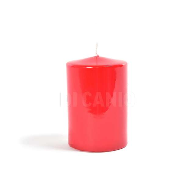 Candela pillar lucida rossa in cera d.8xh.20 cm - Principale