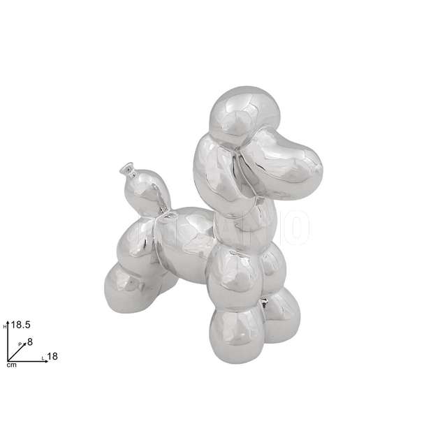 Cane palloncino 18 cm. in ceramica silver - Principale