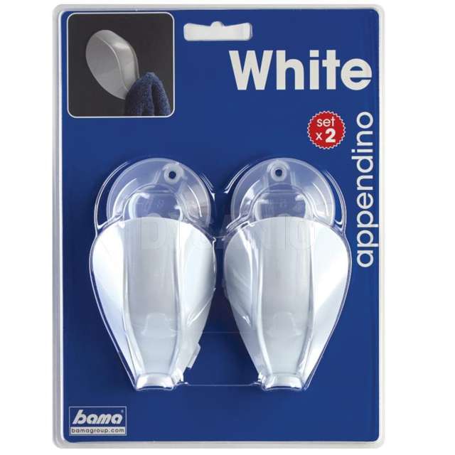 Appendino set 2 pz bianco white bama 7,1x9,1 h7,3 - Principale
