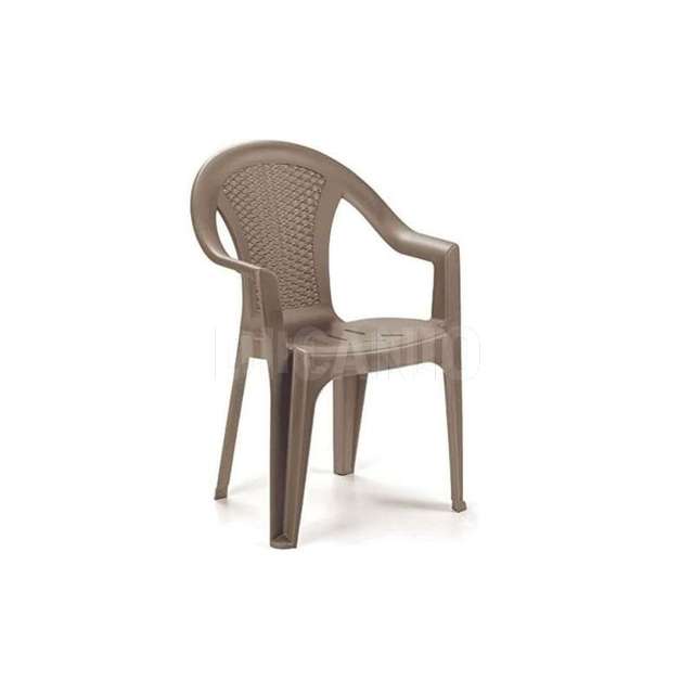 Sedia plastica tropea tortora con braccioli 56x58x90h - Principale