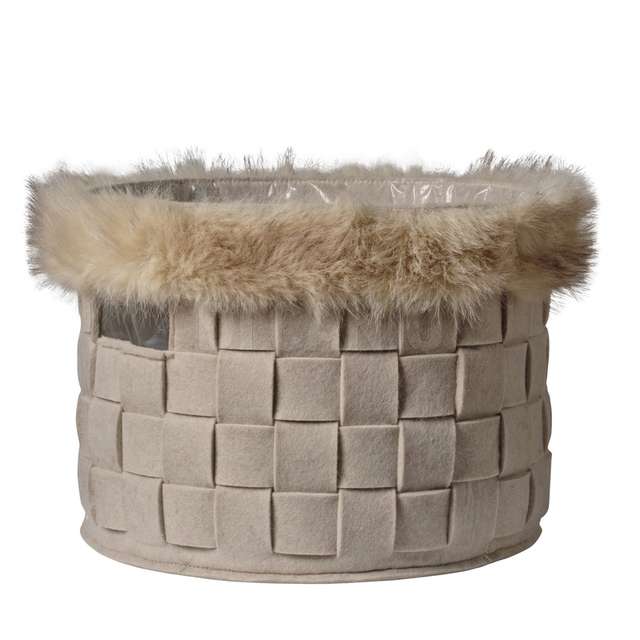 Cesto 34x3434x26 cm c/pelo (feltro) cream - Principale