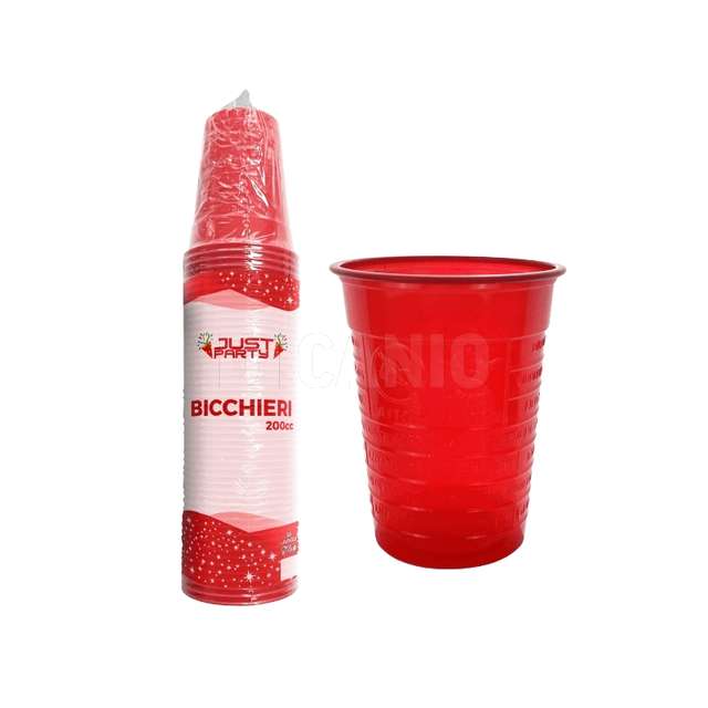 Conf. 50 bicchieri acqua 200 cc rossi just party - Principale