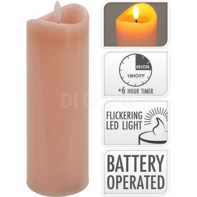 Candela rosa led 7x20cm - Principale
