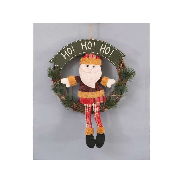 Corona legno con babbo sedutocm.32x42scritta ho ho ho - Principale