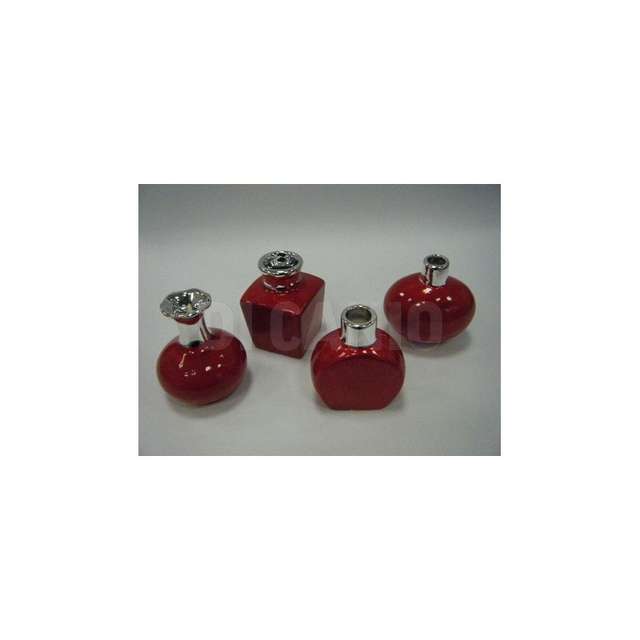 Vasetto rosso_argento piccolo cm.9 4ass. (12_72) cre - Principale