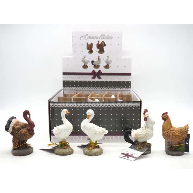 Animale aia medi h.9,5x6x5cm:cigno,gallina,tacchino,gallo,anatra - Principale