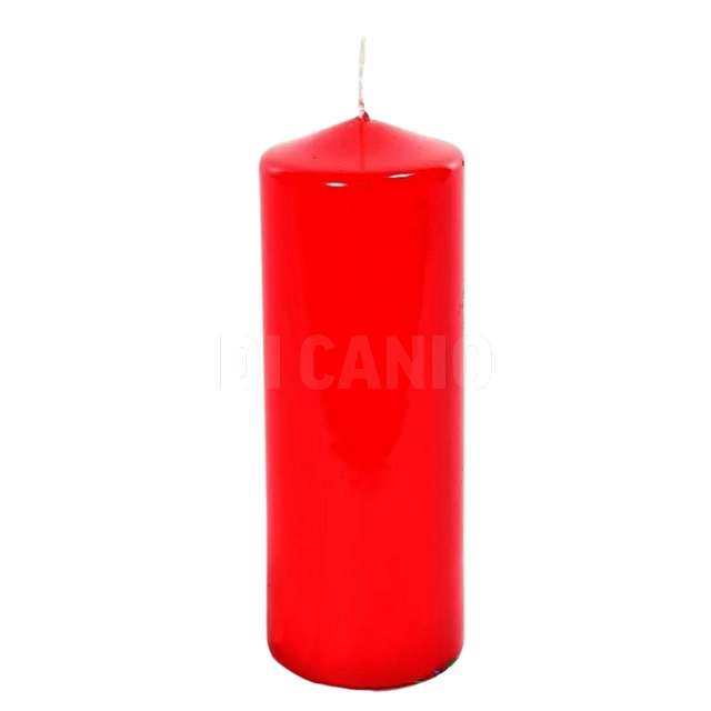 Candela pillar lucida rossa h.20 cm.7. - Principale