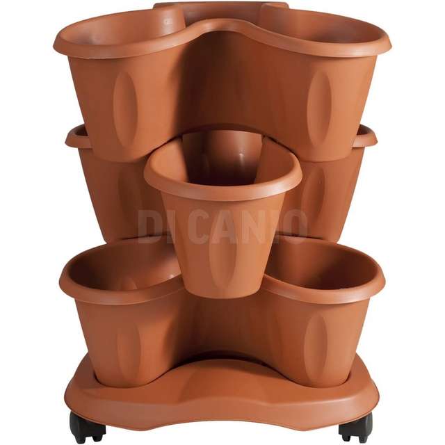 Vaso trifoglio set 3 pz con sottovaso terracotta bama - Principale