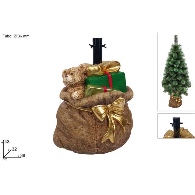 Base albero sacco natalizio marrone - Principale