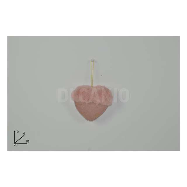 Appendino cuore velluto rosa glitter oro con pelliccia lx2020-2014 - Principale