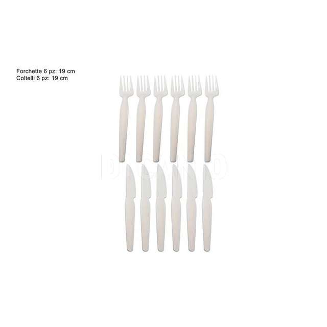 Set 12 pz forchette 6 pz 6 coltelli bianco - Principale