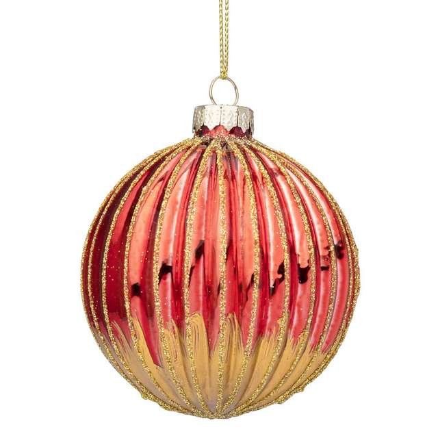 Sfera vetro modish rosso-oro diametro 80 - Principale