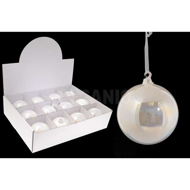 Palla di natale grande via lattea in vetro con fiocco in organza d. cm 12 colo - Principale