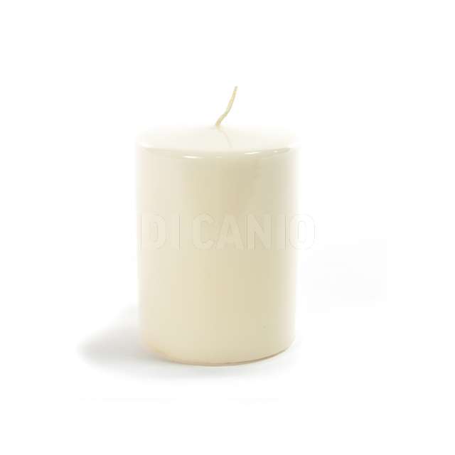 Candela pillar lucida avorio in cera d.8xh.10 cm - Principale