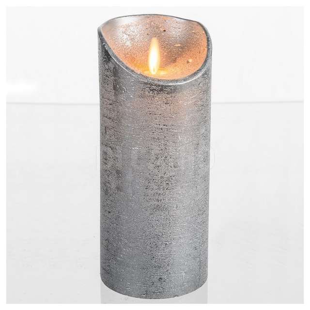 Candela 7,5cm argento led classic fiamma h18cm lotti 44500 - Principale