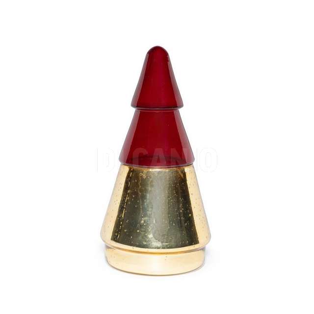 Candela profumata in cofanetto albero di vetro oro-rosso diam.11xh.21cm - - Principale