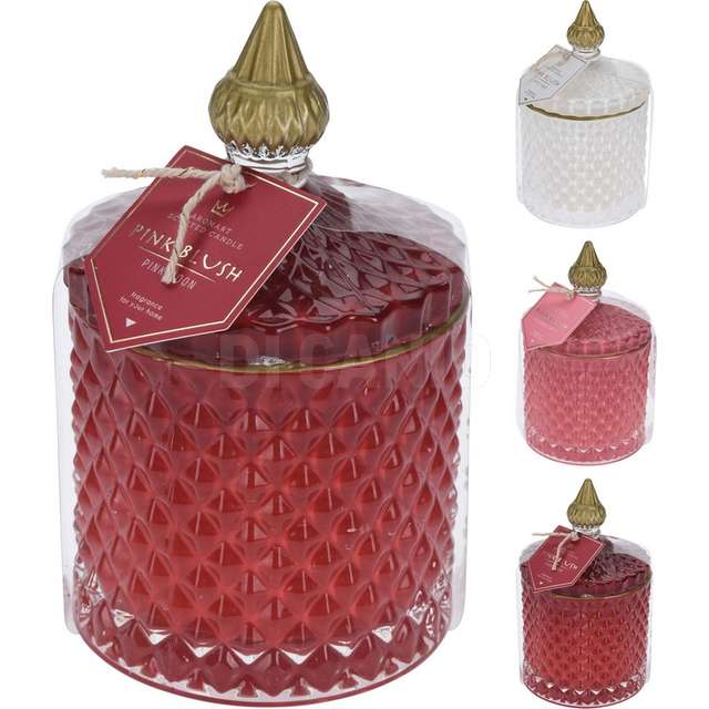 Vaso vetro c/candela 14cm 3ass - Principale
