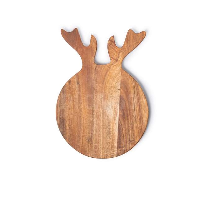 Tagliere servito renna in legno naturale 32x23xh.5 cm - Principale
