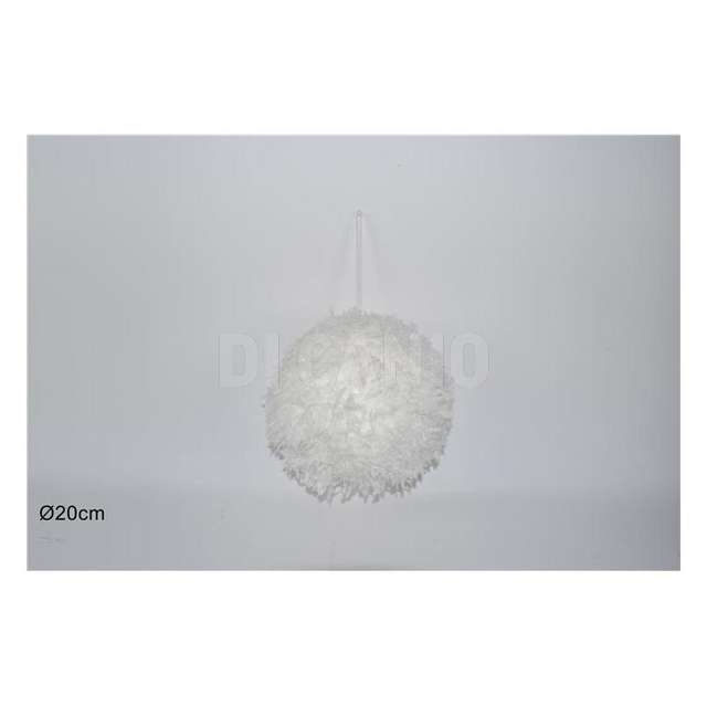 Palla con piume 20cm bianco - Principale