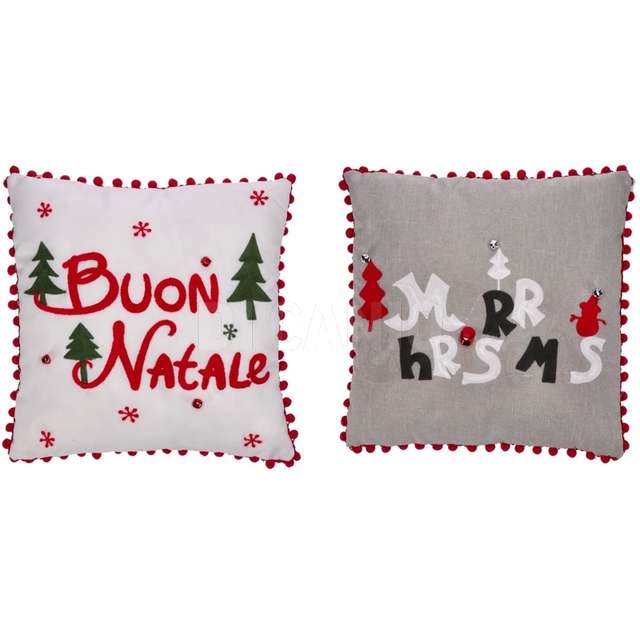 Cuscino tessuto 2 decori natale cm45x45 - Principale