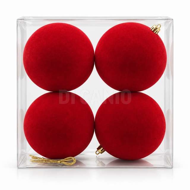 4 sfere mm.120 velluto rosso in sct pvc - Principale