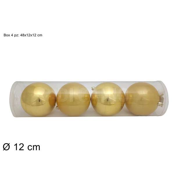 Palle 12 cm. 4 pz. 2ass.oro in box pvc - Principale