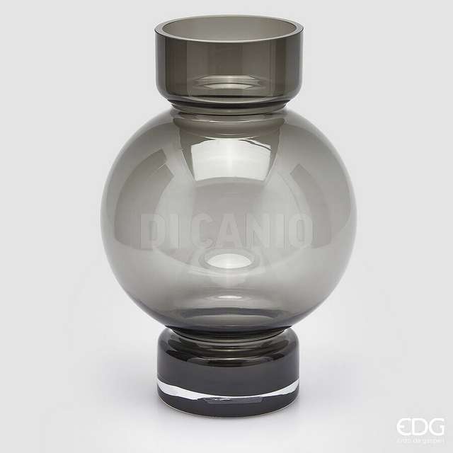 Vaso sfera con piede h.30 d.20 dark grey edg - Principale
