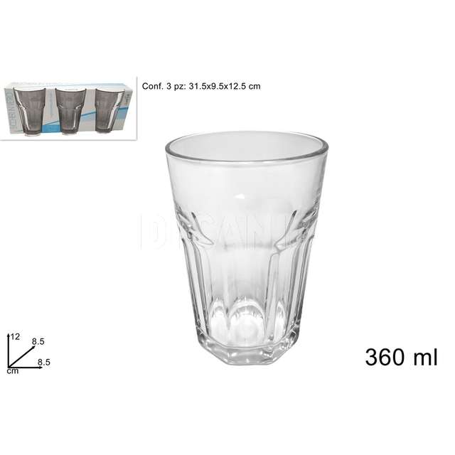 Set 3 pz bicchieri vetro 360 ml - Principale
