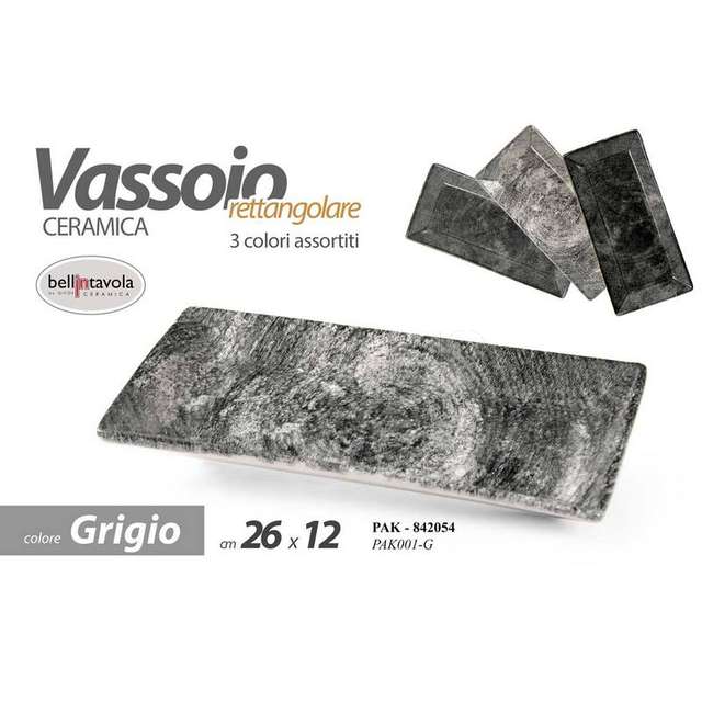 Vassoio rettangolare assortito grigio cm.26x12 - Principale