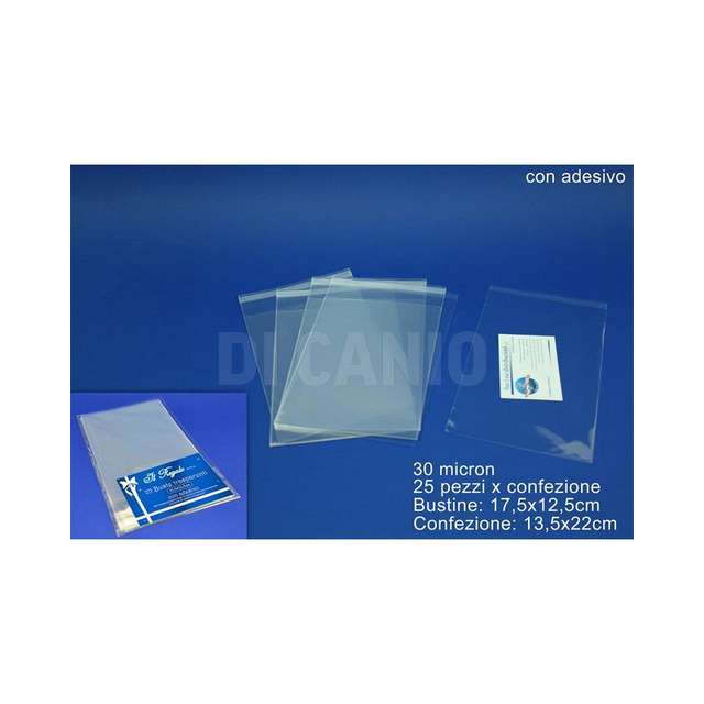 Bustine trasparenti 25pz 30my c_adesivo 17,5x12,5 ybx125175_25b_je002511_due e. - Principale
