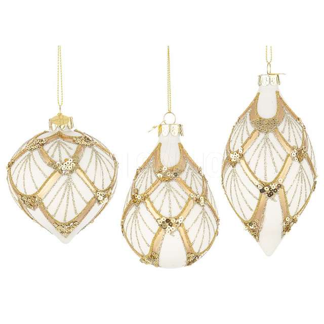 Pendaglio vetro lux oro bianco-champ 3 assortimenti - Principale