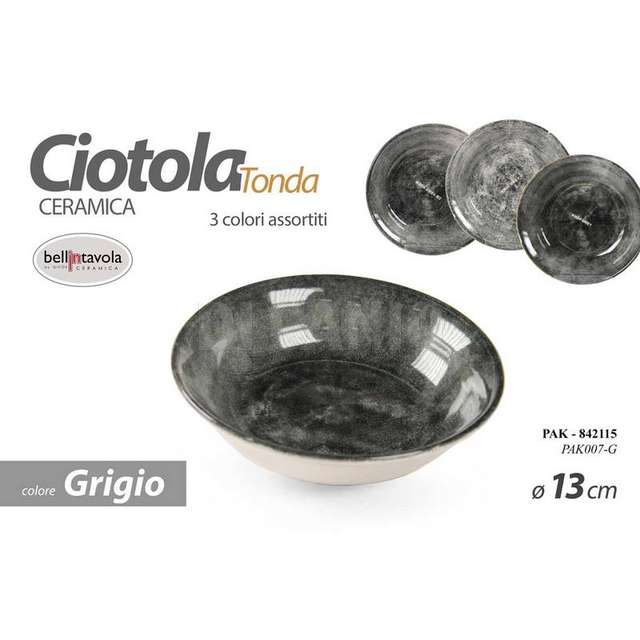 Ciotolina tonda grigia assortita cm.13 - Principale