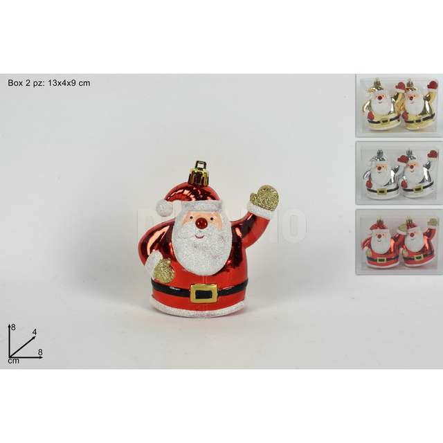 Appendini babbo natale 8 cm. set 2pz in box pvc 3 ass. - Principale