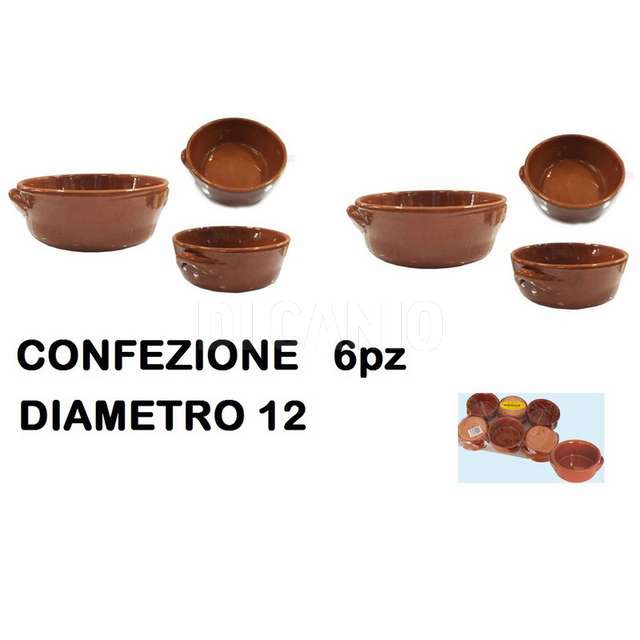 Conf. 6 tegamini terracotta cm.12 - Principale