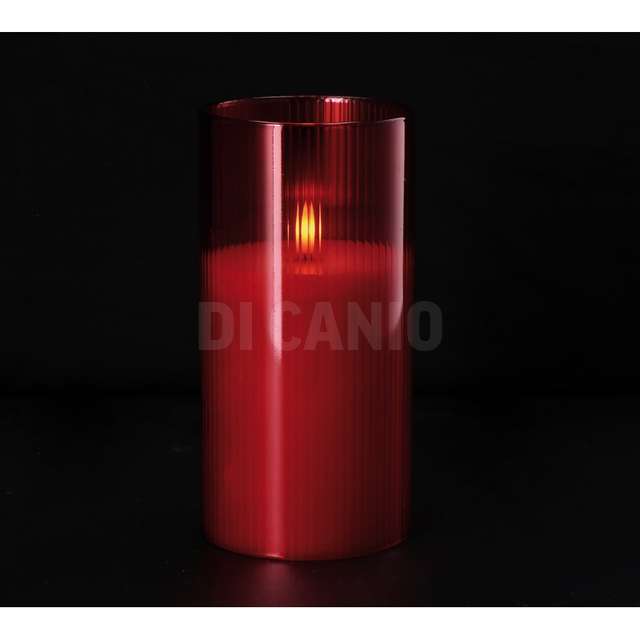Candela dela led cilindro rossa natale d10x20 - Principale