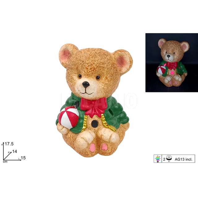 Orso seduto 17,5 cm. ceramica con luce - Principale