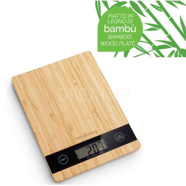 Bilancia digitale da cucina in bambu rettangolare - Principale
