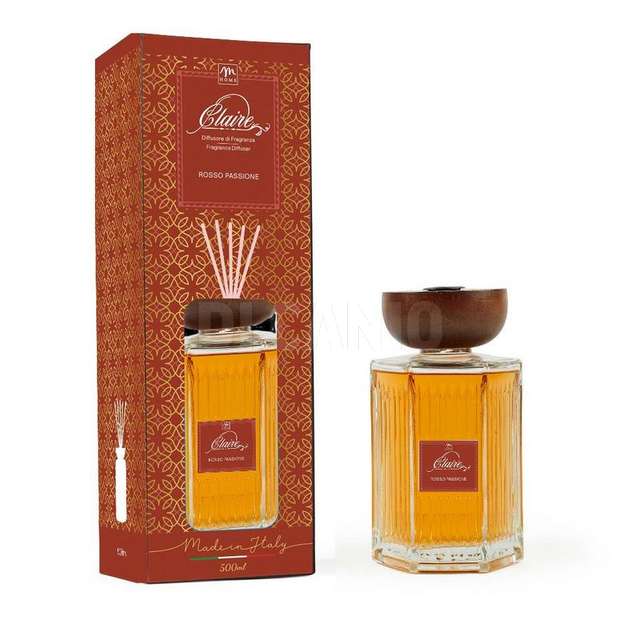 Diffusore clara 1000 ml rosso passione tappo legno e bacchetti in fibra - Principale