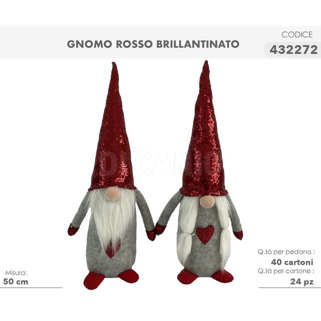 Gnomo 50cm rosso brillante - Principale