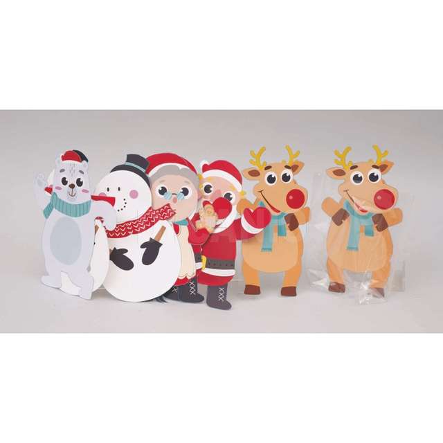 Set 10 sacchetti cm.10x17x4cm pvc/carta babbo/renna/omino in bst - Principale