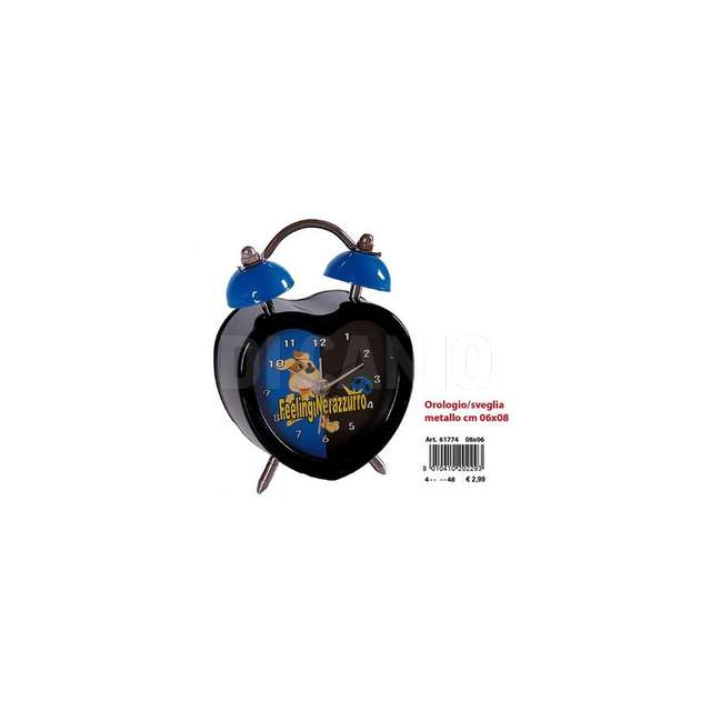 Orologio metal. cuore nerazzurri cm.6 (48) lar - Principale